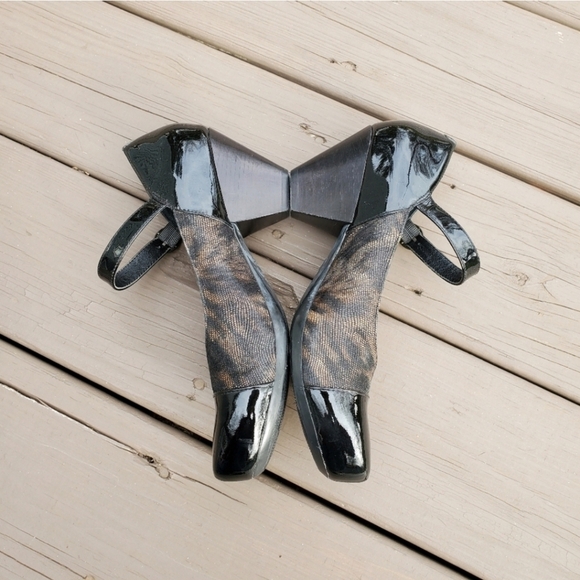 Dansko Bonnie Brown Animal Print Black Patent Leather Mary Jane Buckle Pumps 38 - Picture 4 of 8